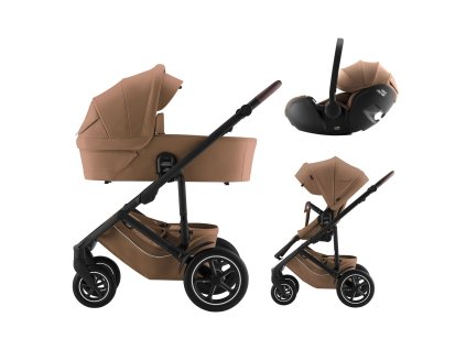 Britax Römer SET 3v1 kočárek Smile 5Z + hluboká korba + autosedačka Baby-Safe PRO Lux, Warm Caramel