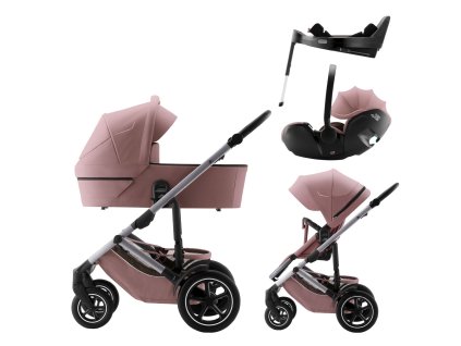 Britax Römer SET 4v1 kočárek Smile 5Z + hl. korba + autosedačka Baby-Safe PRO + Vario Base 5Z Style, Dusty Rose
