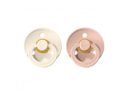 BIBS Dudlíky COLOUR Ivory/Blush velikost 1, příř. kaučuk 2ks