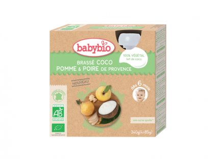 BabyBio svačinka s kokosovým mlékem - jablko a hruška 4 x 85 g
