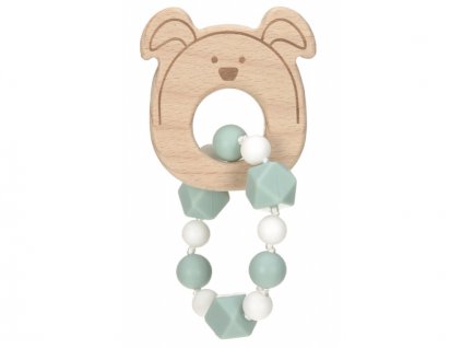 Lässig 4babies Kousátko Bracelet Wood/Silicone Little Chums dog