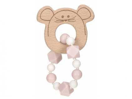 Lässig 4babies Kousátko Bracelet Wood/Silicone Little Chums mouse