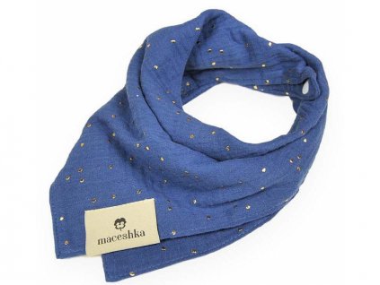 Maceshka Slintáček Nature dvojitý se zlatým puntíkem, indigo