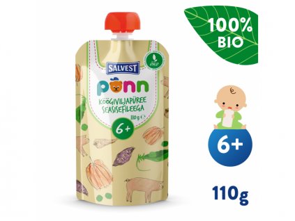 Salvest Ponn BIO Vepřová panenka se zeleninovým pyré (110 g) 6+ měsíců