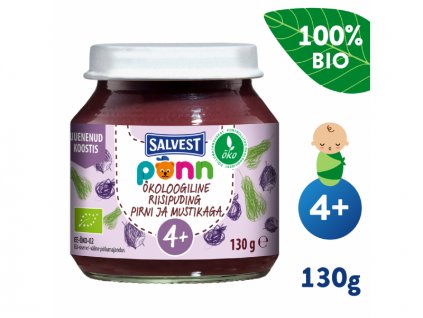Ponn BIO Hruškovo-borůvkové pyré s jáhly (130 g)