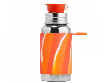 Pura Nerezová láhev se sportovním uzávěrem 550ml oranžovo-bílá