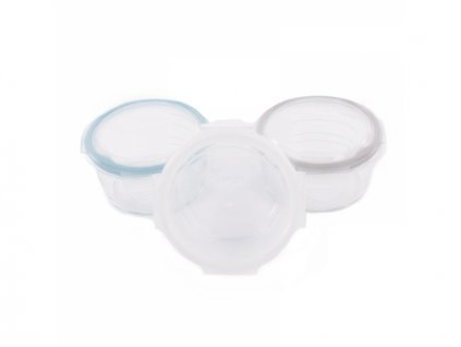 Bo Jungle skleněné misky s víčky B-GLASS BOWLS 280ml White/Grey/Blue