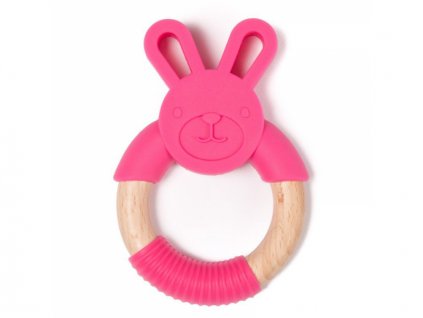 Bo Jungle kousátko B-TEETHER ANIMAL WOOD Pink Rabbit