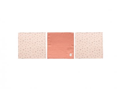 Bebe-Jou Mušelínová žínka na obličej 3ks Fabulous Wish Pink