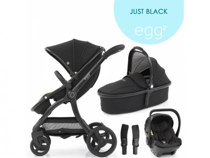 Egg 2 SET SILVER 4 v 1 JUST BLACK/Black mat - speciální edice, kočárek, korba, autosedačka, multiadaptér