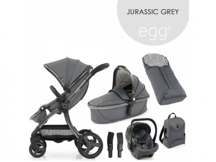 Egg 2 SET GOLD 6 v 1 JURASSIC GREY / Gun metal - speciální edice, kočárek, korba, autosedačka, multiadaptér, batoh, fusak