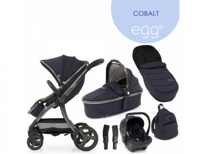 Egg 2 SET GOLD 6 v 1 COBALT / Gun metal, kočárek, korba, autosedaška, multiadaptér, batoh, fusak