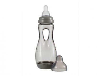 Difrax Lehce uchopitelná dětská lahvička , antikolik, šedá, 240ml
