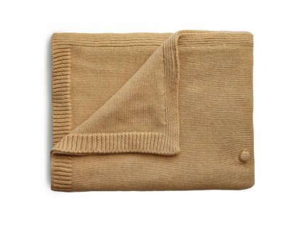 MUSHIE pletená deka z BIO bavlny, 80x100 cm - Mustard