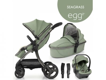 Egg 2 SET SILVER 4 v 1 SEAGRASS/Gun Metal, kočárek, korba, autosedačka, multiadaptér