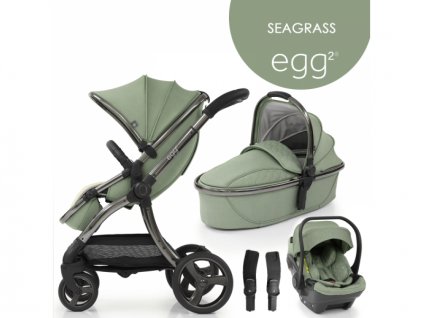 egg2® SET SILVER 4 v 1 SEAGRASS/Gun Metal, kočárek, korba, autosedačka, multiadaptér