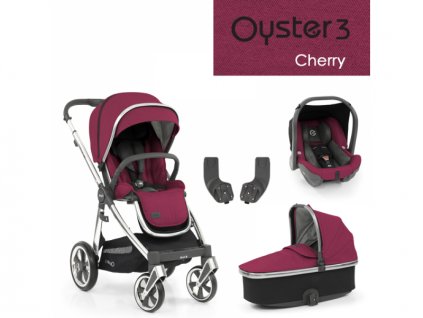 Oyster 3 Základní set 4 v 1 CHERRY (MIRROR rám) 2022 kočár + hl.korba + autosedačka + adaptéry