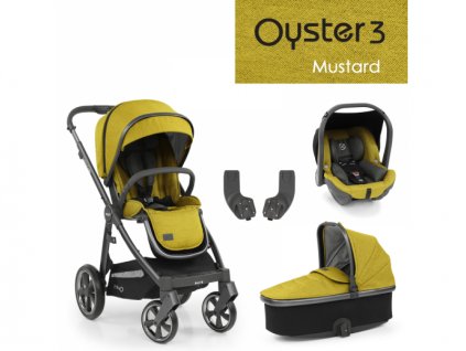Oyster 3 Základní set 4 v 1 MUSTARD (CITY GREY rám) 2022 kočár + hl.korba + autosedačka + adaptéry