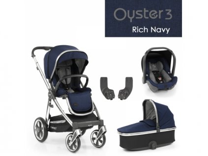 Oyster 3 Základní set 4 v 1 RICH NAVY (MIRROR rám) 2022 kočár + hl.korba + autosedačka + adaptéry