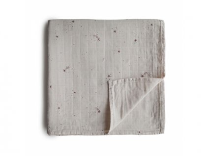 MUSHIE mušelínová zavinovačka z BIO bavlny, 120x120 cm - falling-stars