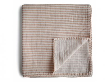 MUSHIE mušelínová zavinovačka z BIO bavlny, 120x120 cm - natural-stripes
