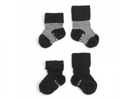 KipKep ponožky Stay-on-Socks 0-6m 2páry Black Stripes