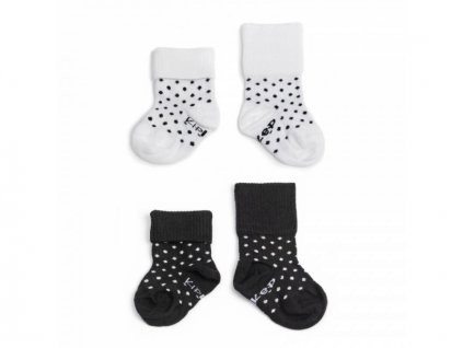 KipKep ponožky Stay-on-Socks 0-6m 2páry Black&White Dots