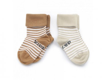 KipKep ponožky Stay-on-Socks 0-6m 2páry Camel & Sand