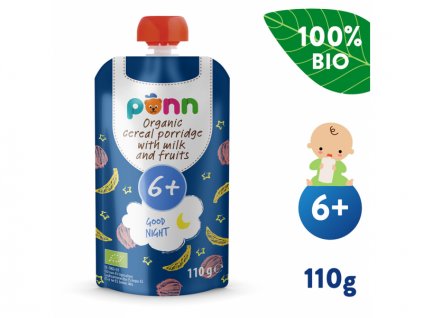 Salvest Ponn BIO Mléčná kaše na dobrou noc s ovocem (110 g)
