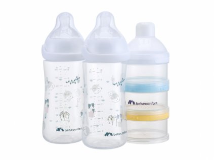 Bebeconfort Sada kojeneckých lahví Emotion Physio 270ml 0-12m+ White 2 ks + dávkovač