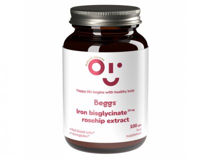 Beggs Iron bisglycinate 20 mg, rosehip extract 100 kapslí (doplňek stravy se železem a extraktem ze šípku)
