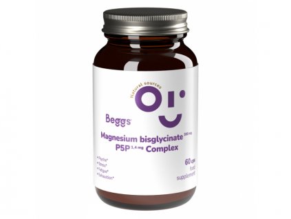 Beggs Magnesium bisglycinate 380 mg - P5P COMPLEX 1,4 mg 60 kapslí (doplněk stravy s hořčíkem a vitamínem B6