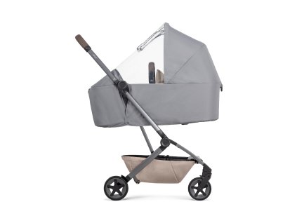 Sandy taupe Joolz Aer2 Raincover With Cot Flat Side View Left