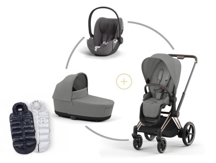 Cybex ePRIAM set podvozek + korba + potah sezení + Cloud T Plus Mirage Grey + DÁREK FUSAK CYBEX Arctic ZDARMA