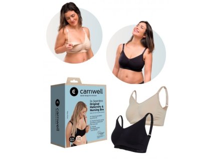 Carriwell Duo pack  Original těhotenská a kojicí podprsenka 2ks černá+béžová XL