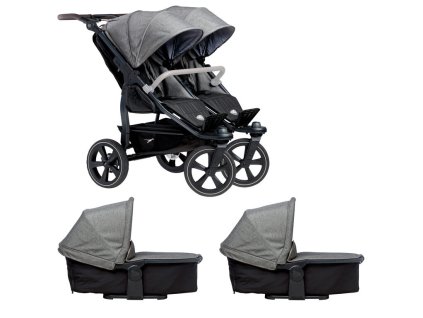 TFK set duo2 frame 2025 - air chamber wheel + carrycot + seat prem. grey, kombinovaný kočárek