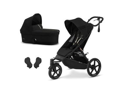 Cybex AVI SPIN BLACK Moon Black | black + korba Cot S + adaptéry