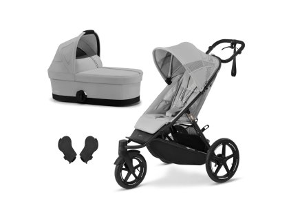 Cybex AVI SPIN BLACK Fog Grey | light grey + korba Cot S + adaptéry