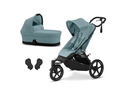 Cybex AVI SPIN BLACK Stormy Blue | light blue + korba Cot S + adaptéry