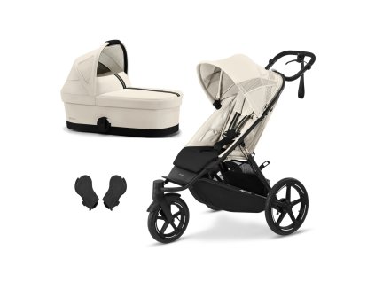 Cybex AVI SPIN BLACK Seashell Beige | light beige + korba Cot S + adaptéry