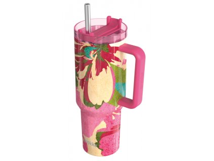 Quokka Nerezový termohrnek s brčkem Stream Pink Flambe 1200 ml