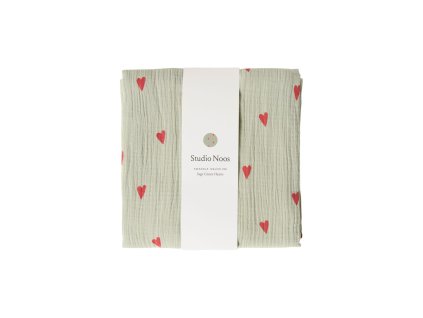 STUDIO NOOS SWADDLE ZAVINOVAČKA Print Large | Green Hearts