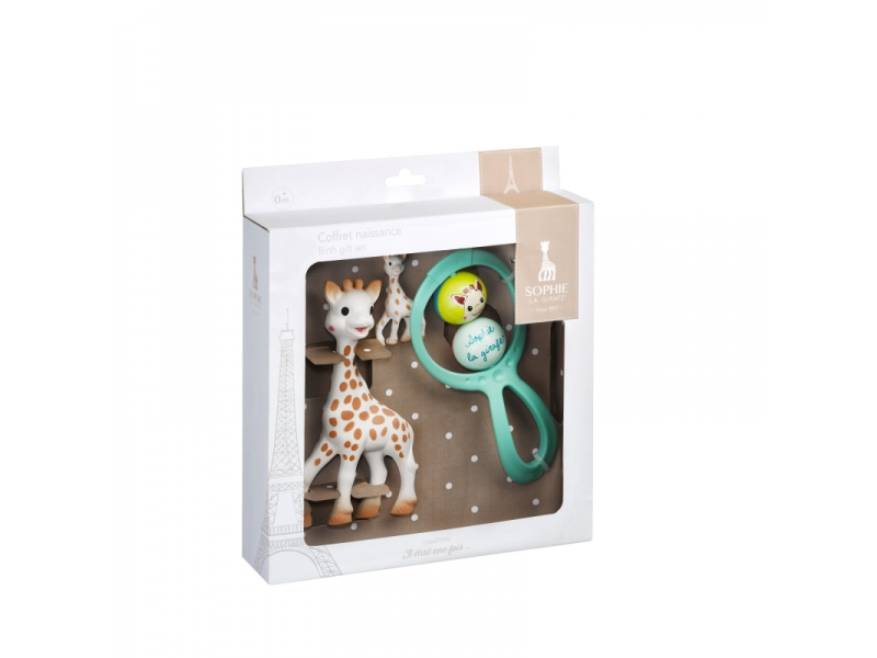 Levně Vulli Dárkový set Sophie la girafe® pro novorozence (žirafa Sophie + klíčenka + chrastítko)