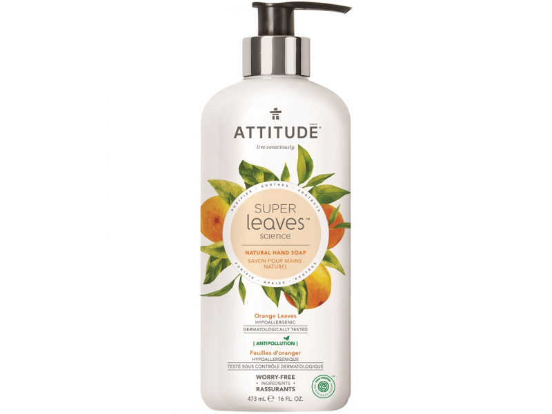 Levně Attitude Přírodní mýdlo na ruce Super leaves s detox. účinkem - pomerančové listy 473 mll