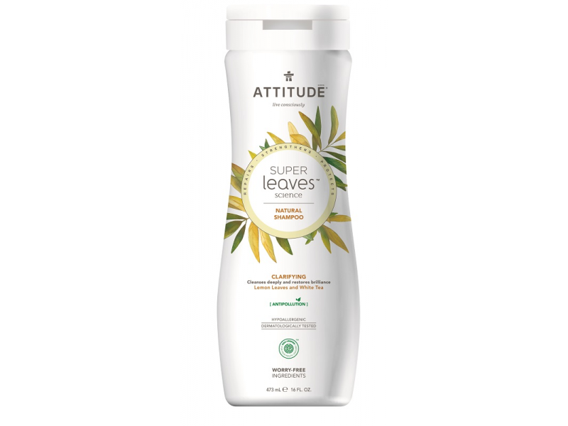 Levně Attitude Přírodní šampón Super leaves s detox. účinkem - rozjasňující pro normální a mastné vlasy 473 ml