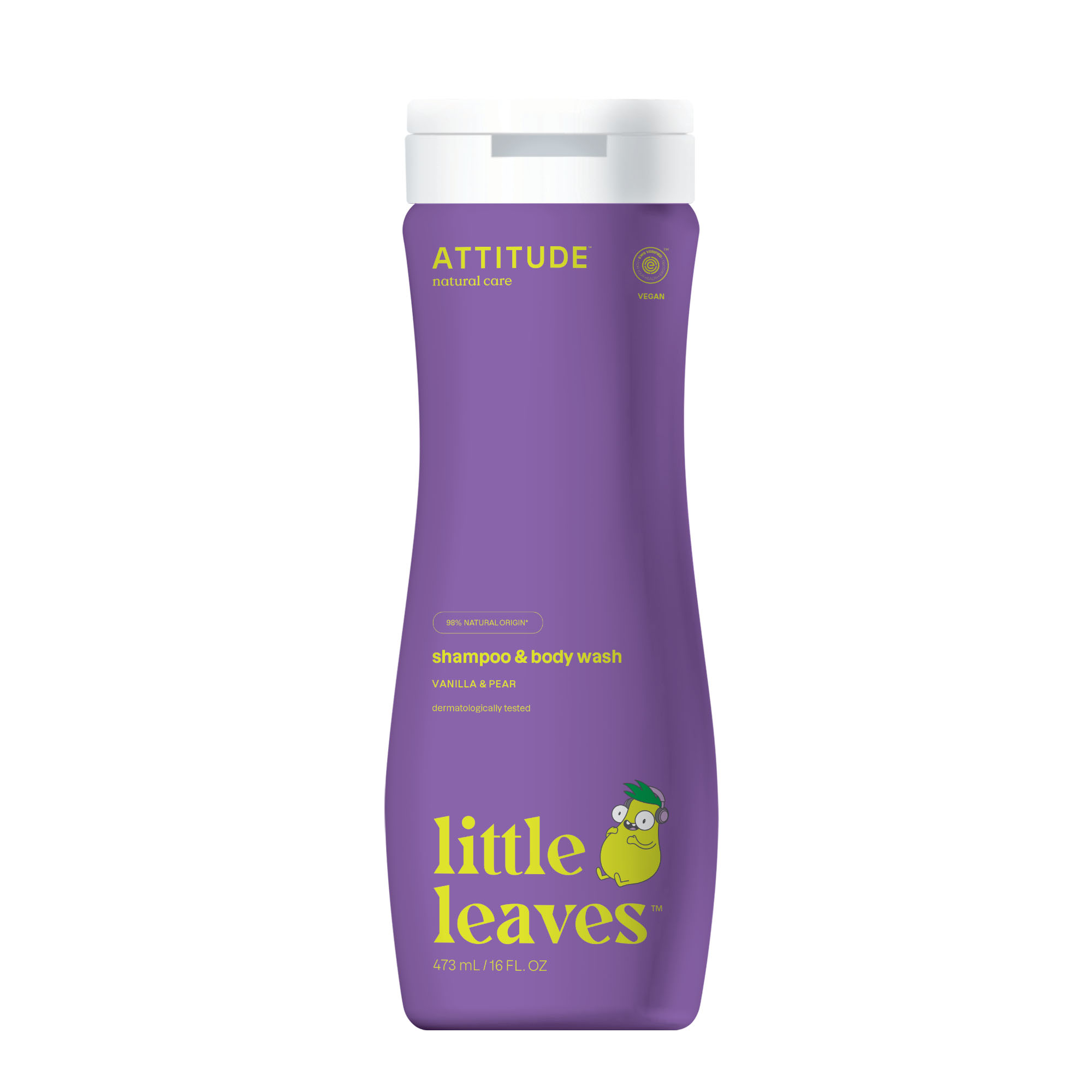 Levně Attitude Dětské tělové mýdlo a šampon (2 v 1) Little leaves s vůní vanilky a hrušky 473 ml