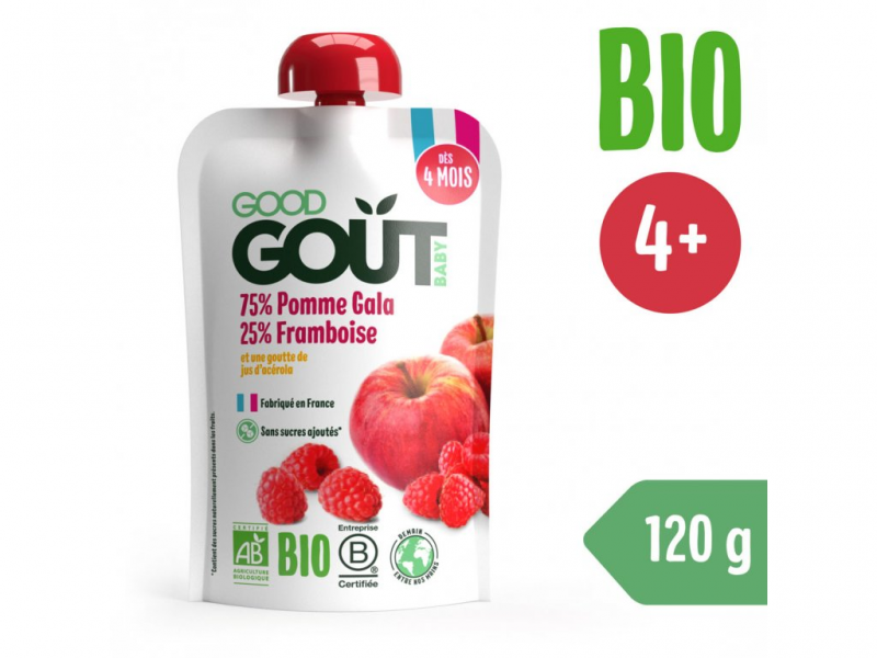 Levně Good Gout Kapsička BIO Jablko s malinou 120 g