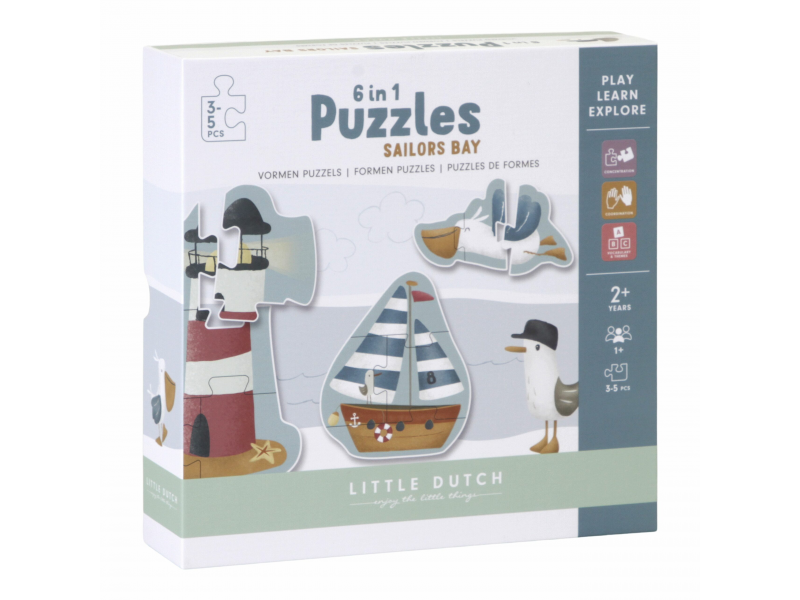 Levně Little Dutch Puzzle 6v1 - námořnický záliv - VÝPRODEJ DVOREČEK