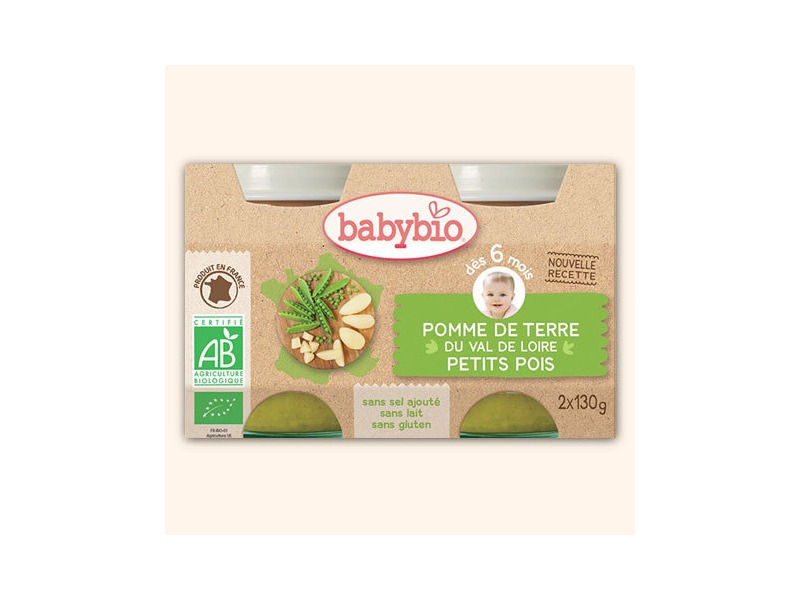 Levně BabyBio příkrm brambory s hráškem 2x130g