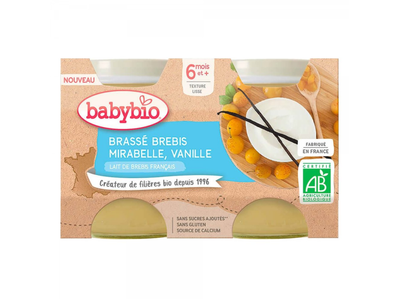 Levně BabyBio Brassé z ovčího mléka mirabelky vanilka 2x130 g